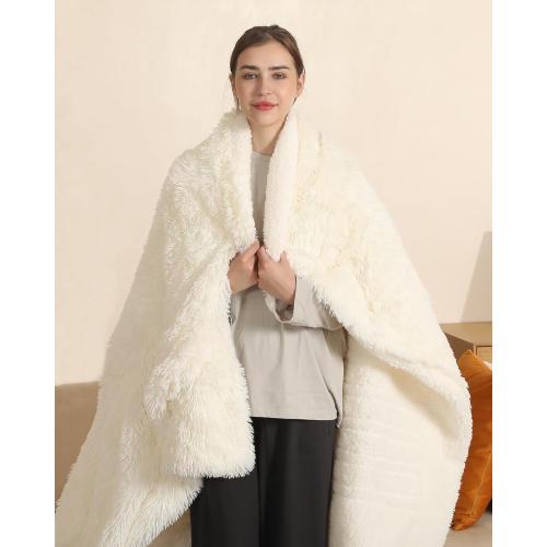Electric Blanket Heated Throw, Super Cozy Luxury Faux Fur & Thick Sherpa Electric Throw Blanket with 5 Heating Levels & 4 Hours Auto Off, Fast Heating & ETL & FCC Certification, 50 x 60,Cream