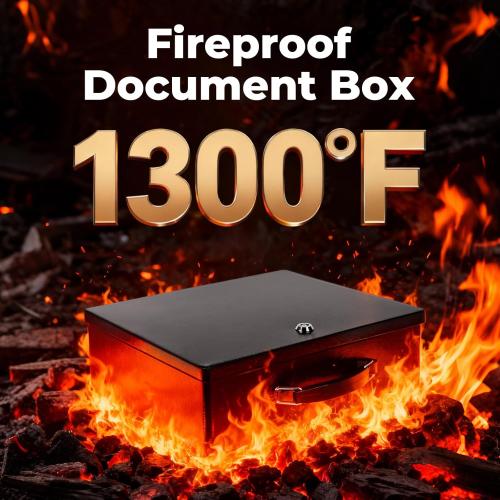 Fireproof Document Box, Fire Resistant Safe Box with Key Lock for Home, Portable Fireproof Lock Box for Personal Items, Passport, Cash, Tablet, X Large 13.2 x 11 x 4.13