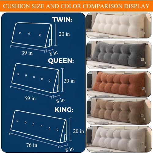 King Size Headboard Pillow King Wedge Pillow Headboard,with Removable Cover and Two Large Side Pockets,for Beds, Sofas, Floors, Etc.Especially for Sitting or Reading in Bed(Cloud Orange)