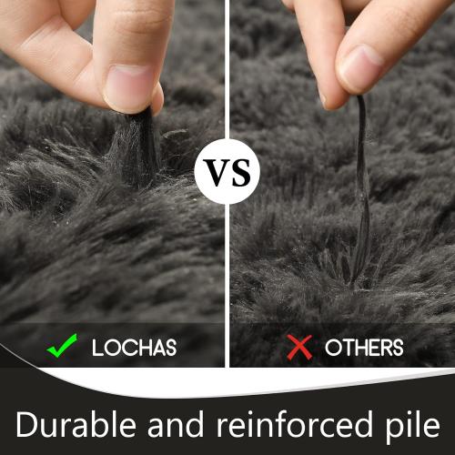 LOCHAS Ultra Soft Indoor Modern Area Rugs Fluffy Living Room Carpets for Children Bedroom Home Decor Nursery Rug , Dark Grey