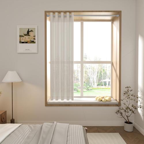 Silver Tension Curtain Rod for Windows 28 to 48 Inch