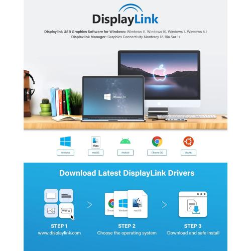 UtechSmart USB Docking Station, 11 IN 1 USB C Dock Triple Display, USB 3.0 Laptop Docking Station with Dual HDMI, VGA, PD, Ethernet, SD/TF, USB 3.0, Mic/Audio, Compatible for MacBook M1 Dell HP Lenovo