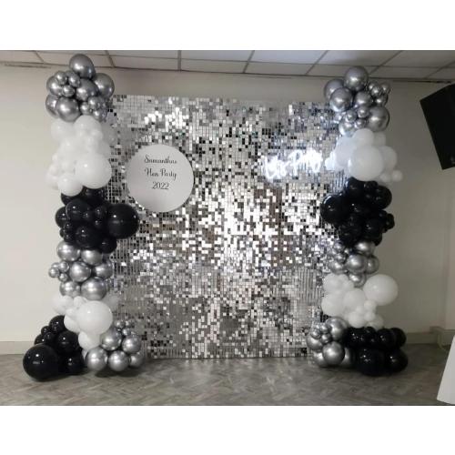 Shimmer Wall Backdrop - 24pcs Decorations Panel | Wedding, Birthday, Anniversary, Engagement & Bridal Shower Party Decor Panel (Silver)