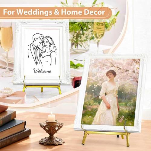 16.5 Metal Easel Stand for Sign – Elegant Table Top Easel for Display, Heavy Duty Tabletop Picture Easel Stand for Wedding Sign, Picture Frame, and Art (Gold)
