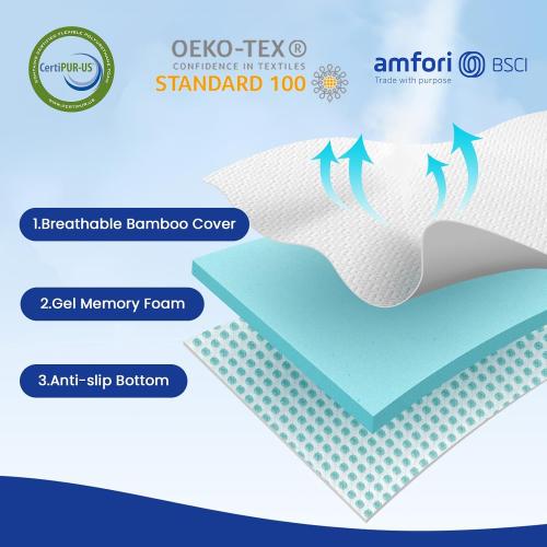 Czpalo 3 Inch Twin XL Cooling Gel Memory Foam Mattress Topper | CertiPUR-US certified. Removable & machine washable cover with adjustable straps. Non-slip mesh bottom.