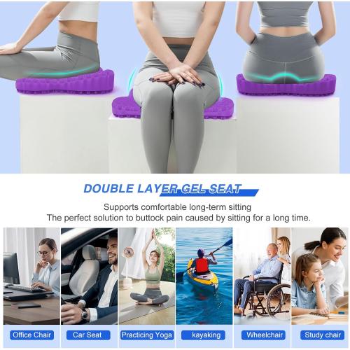 Thicken 19.7in Seat Cushion, Gel Seat Cushion for Long Sitting–Office Chair, Wheelchair, Car Pad, Large Cooling Support Pad for Back Pain, Sciatica, Tailbone Pain Relief