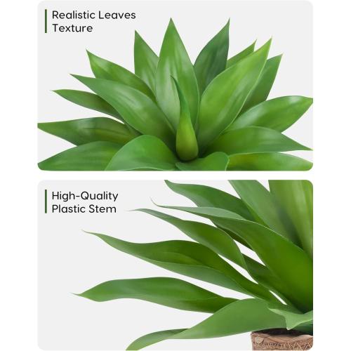 Velener Fake Agave with Rattan Pot, Artificial Plant Outdoor Agave - Fake Sucuulents Plants for Indoor and Outdoor Decor(15 Inch)