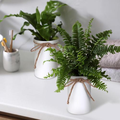 16 Pcs High Farmhouse Vase Decor 4.3 Metal Flower Vases Iron Rustic With Twine Small Bulk Centerpieces for Table Weddings Home Office Decoration Flower Arrangement (White)
