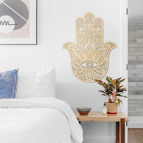 Fourth Level Manufacturing 33 Hamsa, Sacred Geometry Wall Art for Home, Hamsa Evil Eye Hand, Meditation Altar Decor, Sculpture, Zen Hand, Good Spiritual Energy for Yoga and Meditation Room Decor