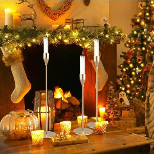 Candlestick Holders Taper Candle Holders, Candle Stick Holders Kit Decorative Candlestick Holder Set of 3 for Wedding Party Dinning Table Centerpiece Home Decoration (Gold)