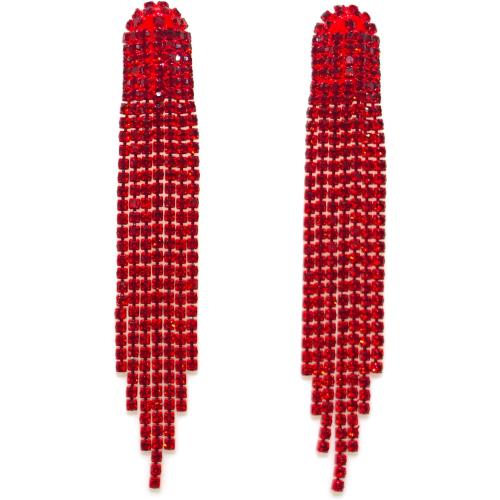 Chandelier Rhinestone Earrings for women,Long Earrings Dangle Dangling Bling Earring Crystal Rhinestone Statement Drop Tassels rhombus Earrings for Prom Fashion Jewelry