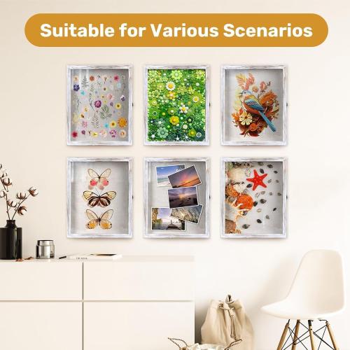 Shadow Box Fram 13x16, White Flower Shadow Box, Graduation Shadow Box with Glass Window and Metal Lock, Wall Display Case, Large Shadow Boxes Display Cases (13*16)