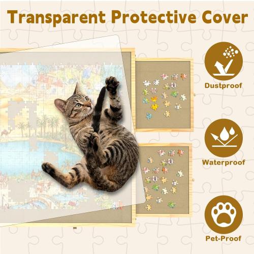 Jigsaw Puzzle Board with Drawers and Cover, Tilting Puzzle Board 1500 Pieces with 5 Adjustable Angles, Portable Puzzle Board for Adults