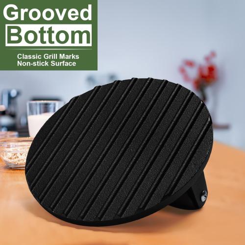 EWFEN Burger Press, 7 Round Heavy-Duty Cast Iron Smash Bacon Press Meat Steak with Wood Handle for Griddle, Sandwich, Nonstick Pan