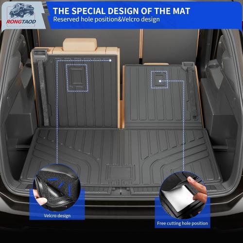 Rongtaod Cargo Mat Compatible with 2018-2024 2025 Volkswagen Atlas (NOT for Cross Sport) Trunk Mat Trunk Liner Cargo Liner Back Seat Cover 2023 VW Atlas Accessories (Trunk Mat with Backrest Mat)