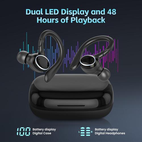 Color Black  Wireless Earbuds Bluetooth Headphones Sport, 2024 Bluetooth Earbuds Stereo Ear Buds, Noise Cancelling Mic, IP7 Waterproof Headset for Workout/Running Black