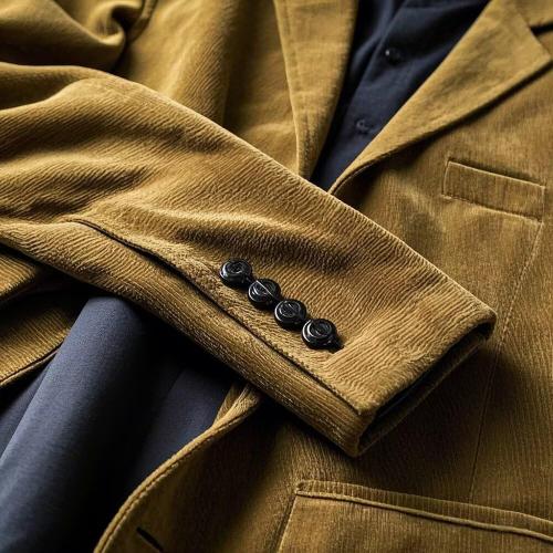 Size  L Men's Corduroy Blazer Formal Single Breasted Suit Coat for Men British-Style Fashion Wedding Jacket