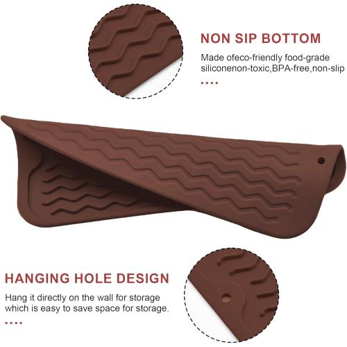 Silicone Dish Drying Mat, Non-Slip Easy Clean Sink Mat Large Heat-resistant Dish Drainer Mat for Kitchen Counter, Sink, Refrigerator or Drawer liner (12 x 6, COFFEE)