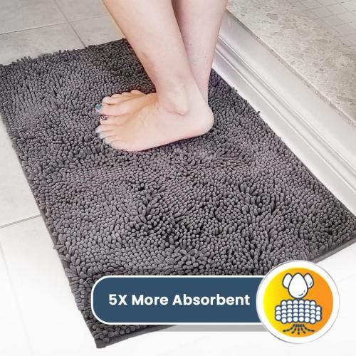 Muddy Mat® | Super Absorbent Door Mat Indoor, Microfiber Quick Dry Chenille Entryway Rug, Non-Slip Front Door Mat, Indoor Mats for Entryway, Machine Washable Pet Rug, Grey Large
