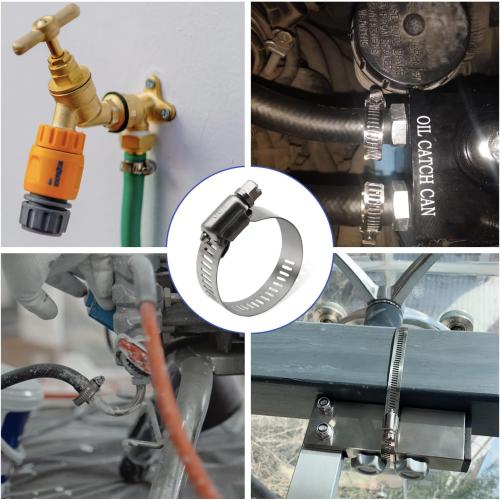 16 Pack Stainless Steel Hose Clamps, 1 inch to 2 inch Worm Gear Metal Hose Clamps for Pipe, Dryer Repair, Tubing and Fuel Line