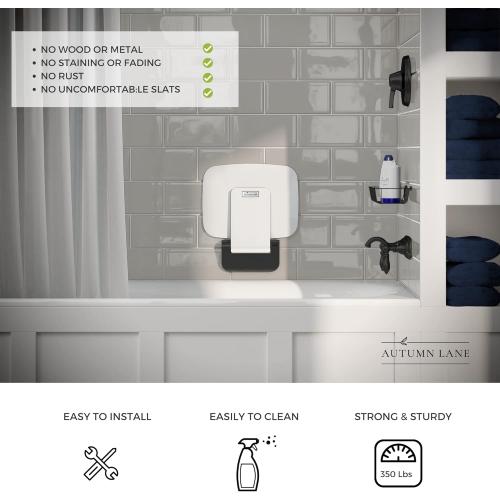 Folding Shower Seat Wall Mounted – Secure Fold Down Shower Bench, 350lbs Capacity, Space-Saving & Easy to Clean, Matte Black