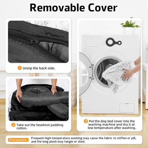 Calming Dog Bed Fluffy Plush Dog Mat for Furniture Protector with Removable Washable Cover for Large Medium Small Dogs and Cats (Small), Light Grey)