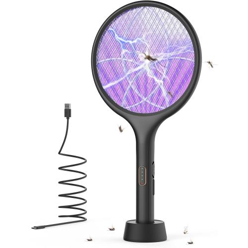 YISSVIC Electric Fly Swatter 4000V Bug Zapper Racket Dual Mode (1, Black)
