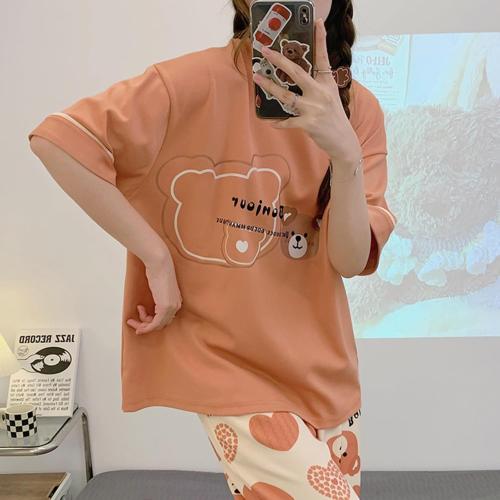 Size XL Kawaii Bear Print Women Pajamas Autumn Ladies Pajama Faux Cotton Korean Cardigan Sleepwear Long Sleeve Loungewear