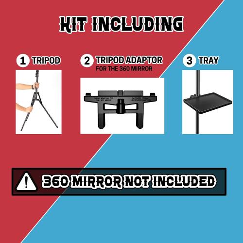 LIPFISBARBERSHOP.COM Tripod Adapter for Standard Size 360° Mirror – Compatible with Adjustable Tripods for Stable, Precise Positioning | Fits standard-size 360° trifold mirrors - Tripod   Adapter   Tray included - Adjustable height till 6.6for haircuts, fade