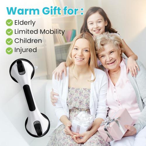 TAILI Grab Bars for Shower Glow in The Dark, 2 Pack 12.2 in Grab Bars for Bathtubs and Showers,Safety Grip,Shower Handle Shower Rail for Seniors and Elderly Removable No Drilling Waterproof Black