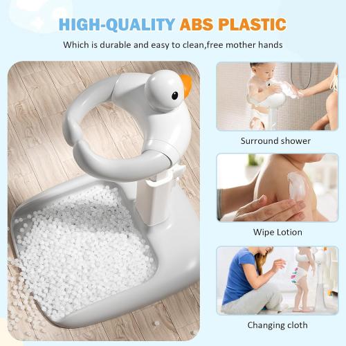Adjustable Height Baby Shower Stand with Anti-Slip Base, Bath Shower Standing Support, Portable Bath Helper