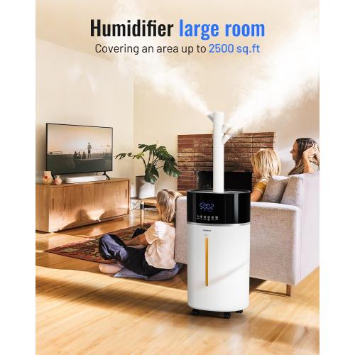 Yokekon Cool and Warm Mist Humidifier Large Room, 4.76Gal/18L Humidifiers for Home 2500 sq ft, Air Humidifiers for Bedroom with Diffuser&Extended Tube, Whole House Humidifiers for Nursery Baby Plants