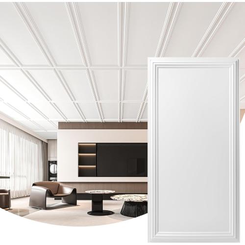 Art3d Drop Ceiling Tiles 48x24, Decorative PVC Ceiling Panels, Waterproof Rustproof and Durable 12-Pack, Glue Down, Rectangular White