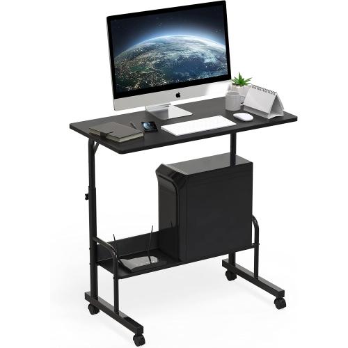 SHW 30.5 to 40.5 Height Adjustable Mobile Standing Desk Laptop Workstation for Walking Pad Treadmill, Black