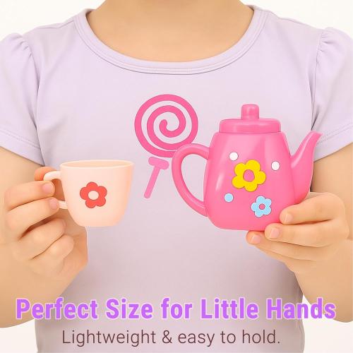 Lajeje Toddler Tea Party Set for Girls Ages 3-5, 23-Piece Pretend Play Tea Set for Kids with Teapot, Cups, Plates & Desserts, Perfect Size for Little Hands, Birthday for Girls