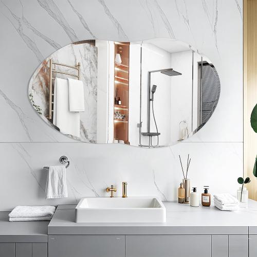 Asymmetrical Mirror, 38x22inch Special-Shaped Beveled Edge Frameless Bathroom Mirror,Irregular wall Mirror, Suitable for Living Room, Bedroom/wall/Bathroom/Makeup Area/Cloakroom。