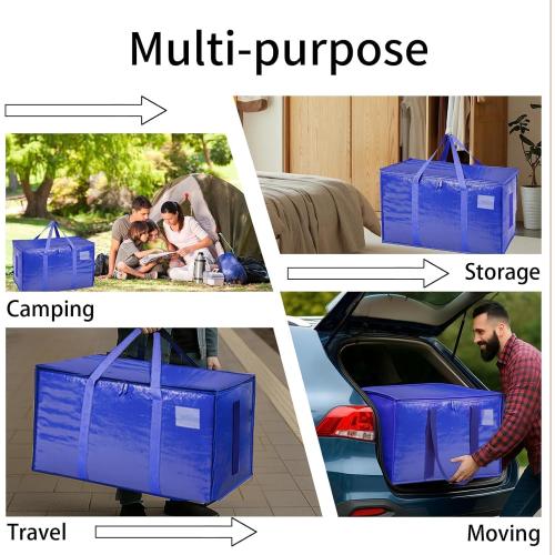 16 Pack-Extra Large Heavy Duty Moving Bags - Waterproof Storage Totes with Handles & Zippers, Foldable for College Dorm, Storage (Blue)