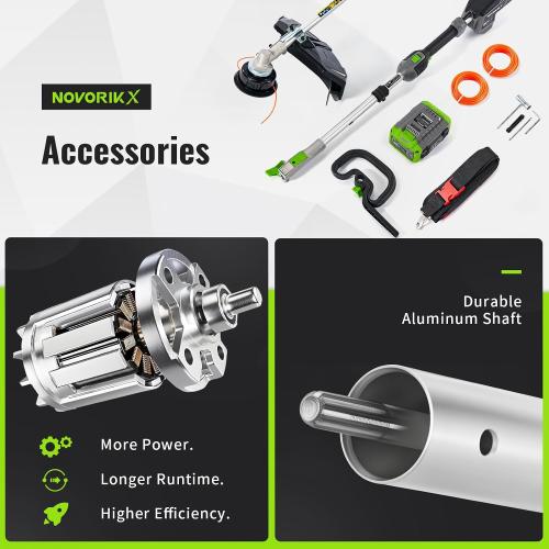 Size 17 inch 60V Lithium Ion Cordless String Trimmer, 17 Inch Two Speed Brushless String Trimmer with 5.0Ah Battery and Charger