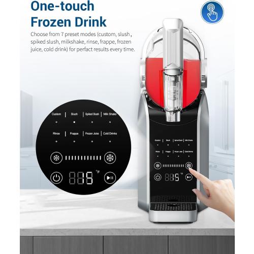 Slushie Machine, No Ice Needed, 64 oz Slushie Machine for Home with Dust Cover, Professional Frozen Drink Maker, 7 Preset Programs Rinse, Frozen Margaritas, Frappés, Milkshake, and More