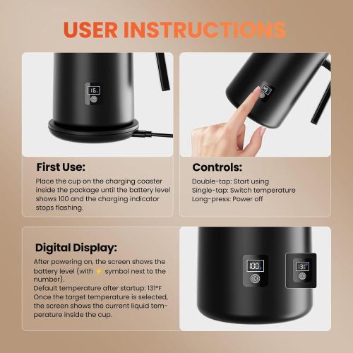 Self Heating Coffee Mug, 14oz Smart Heated Mug for Coffee, 180 Min Battery Life & Hot Up to 149℉ Temperature Control Mug, Coffee Warmer Mug Gift for Men Women, Dad and Mom