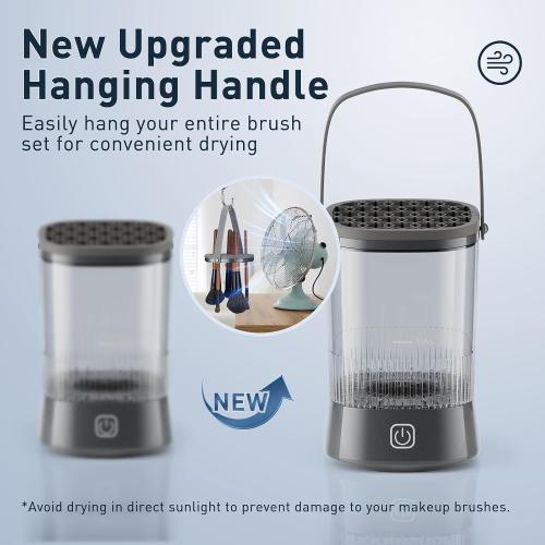 Electric Makeup Brush Cleaner - 9000 RPM Makeup Brush Cleaning Machine, IP65 Waterproof Automatic Makeup Brush Cleaner for Makeup Sponges and Brushes(Gray)