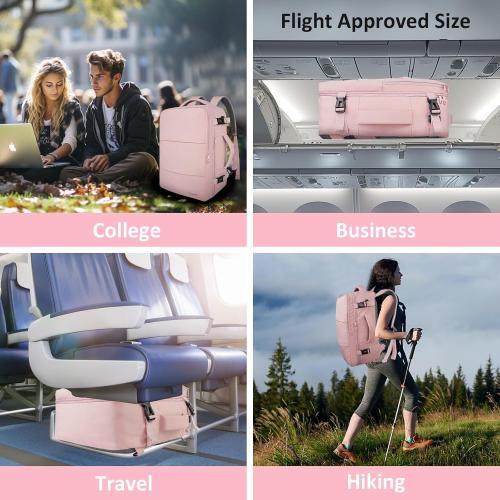 Taygeer Laptop Backpack for Women, Large Travel Backpack ,Laptop Compartment, TSA Friendly 40l Carry On Mochila, Daypack Business Computer Bag for Office Work Travel Essentials, Pink