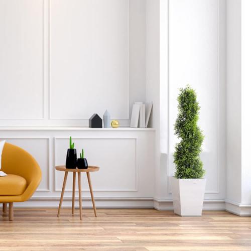 35inch Spiral Topiary Tree, 2 Pack Artificial Ceder Outdoor Plants, Boxwood Topiary Trees Fake Greenery for Front Porch Home Decor