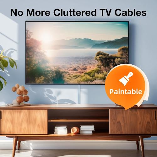 Delamu Cord Hider, 157in Wire Covers for Cords on Wall, Premium Cable Hider Cord Covers for Wires, Cable Management Wire Hiders for TV, Cable Raceway Kit, W0.95 H0.55in, White