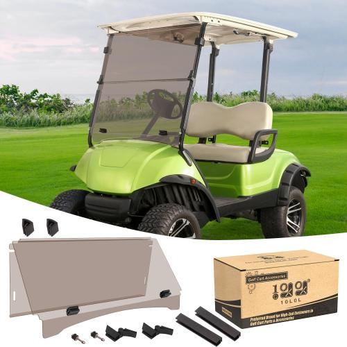 10L0L Tinted Windshield for Yamaha G29/Drive Golf Cart 2007-2016, 4MM Thicken, Foldable and Impact Resistant