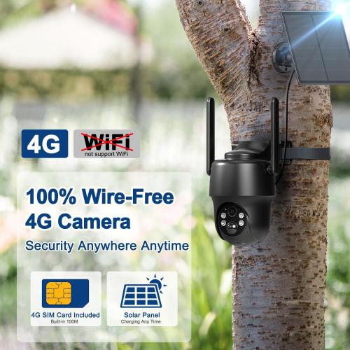 ANRAN 4G LTE Cellular Solar Security Camera Wireless Outdoor,No WiFi 3MP Solar Powered 2K Camera,Color Night Vision,360° Live View,PIR Motion Sensor,2 Way Talk,Black‼️good condition‼️