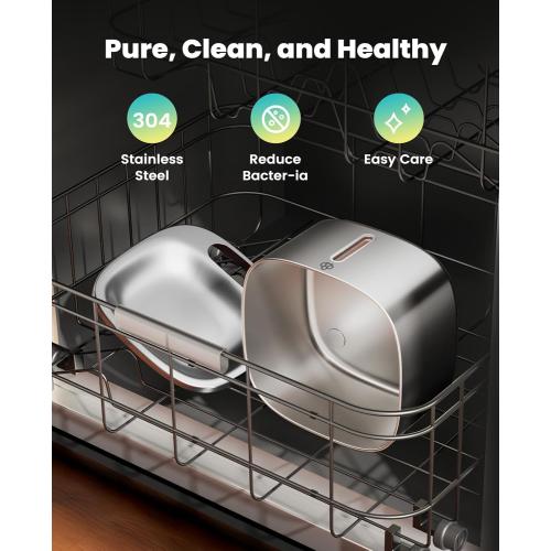 oneisall Wireless Cat Water Fountain, 3.5L/118oz Battery Operated Pet Drinking Fountain Stainless Steel, Running Water Dispenser Fountains for Cats, Cordless&Rechargeable with Motion Sensor(Hale 3.5L)