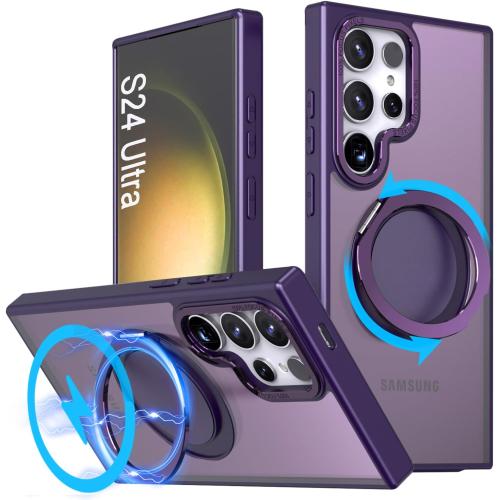 Magnetic Ring Case for Galaxy S24 Ultra,Compatible with MagSafe with 360° Ring Stand Shockproof Protection Cover Case for Samsung Galaxy S24 Ultra Purple