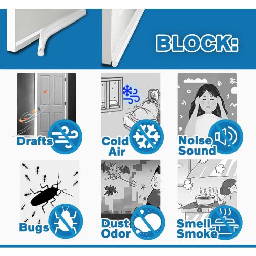 MAXTID Under Door Draft Stoppers 36 Inch White Door Draft Blocker Draft Stoppers for Bottom of Doors Seal Gap Reduce Wind/Breeze, Cold Air, Dust, Smoke, Door Seal Strips Sweeps