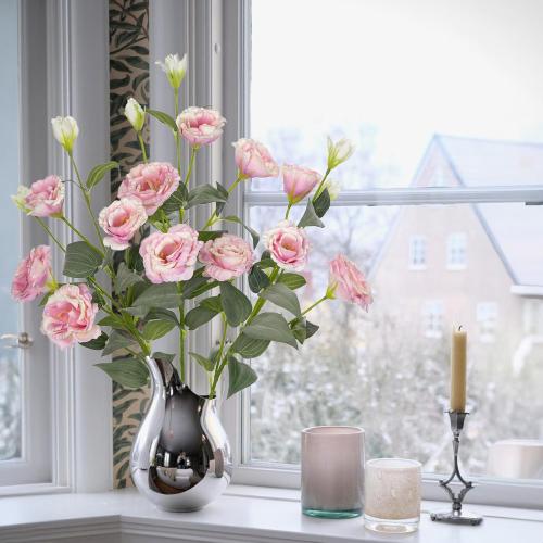 34.5 Pink Artificial Flowers Silk Fake Flower 3Pcs Eustoma Lisianthus Flowers with Long Stem Faux Flowers Arrangement Branch with 4 Heads for DIY Wedding Party Centerpiece Bouquet Table Home Decor